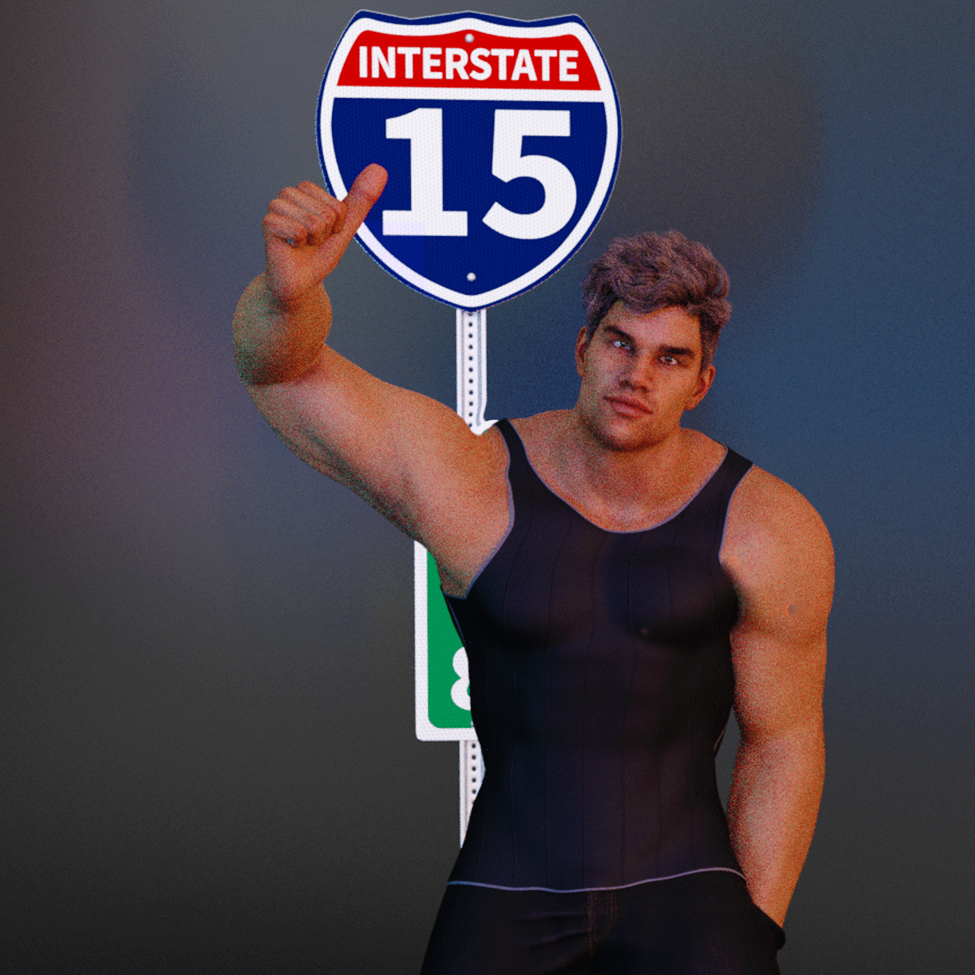 I-15 hitchhiker masculine wall art